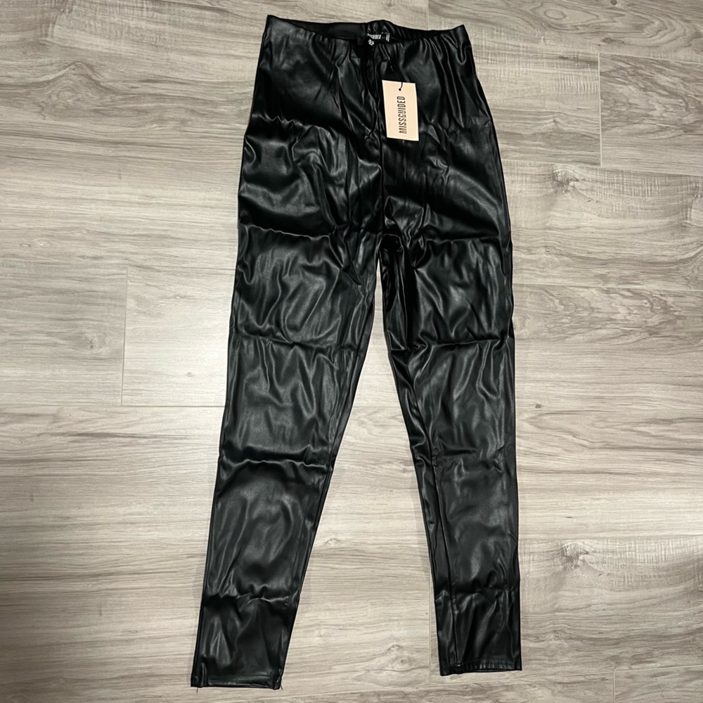 Missguided Black Basic Faux Leather Leggings - image 1